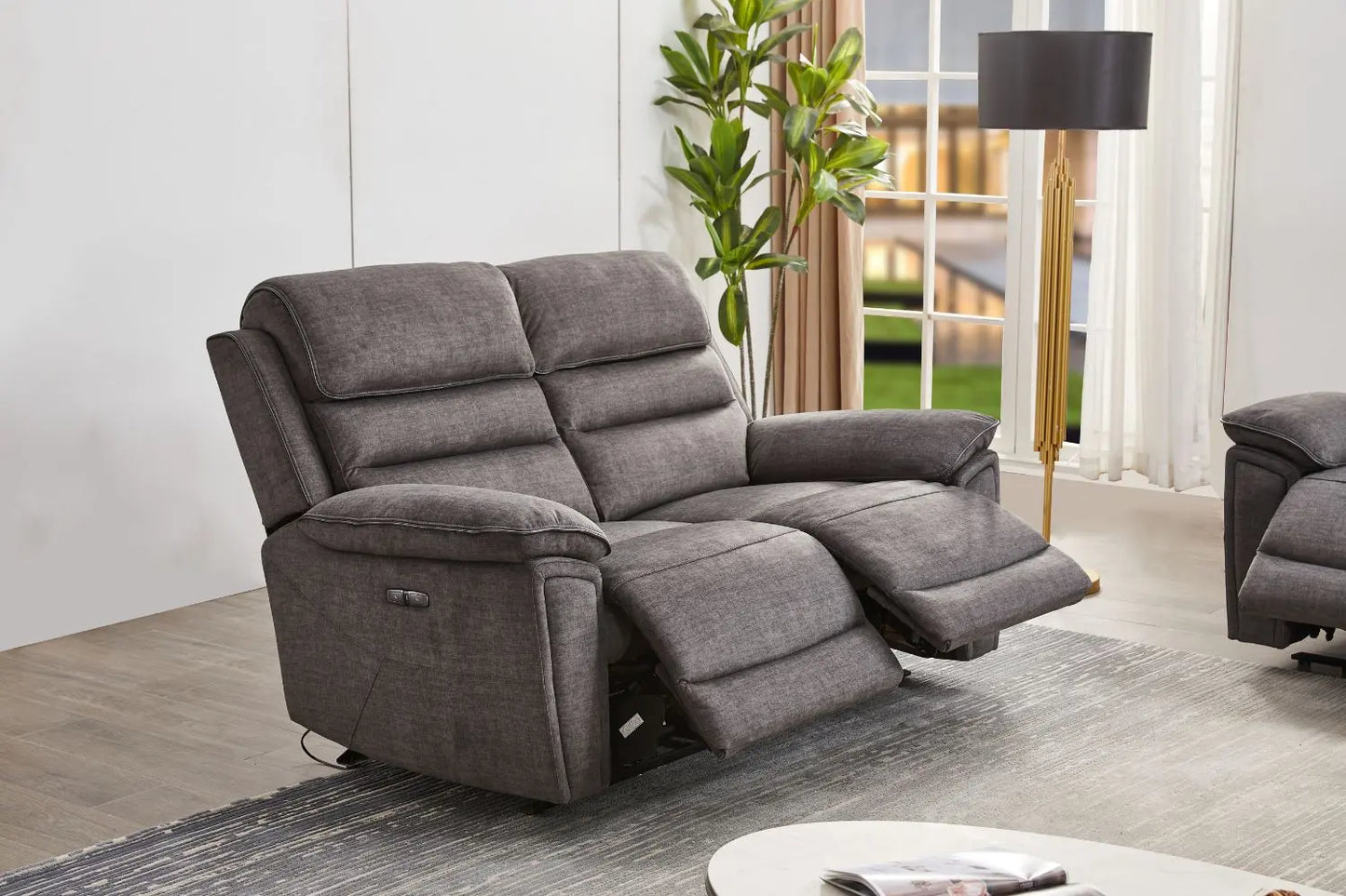 Kai electric 2-seater electric recliner, charcoal/slate colour