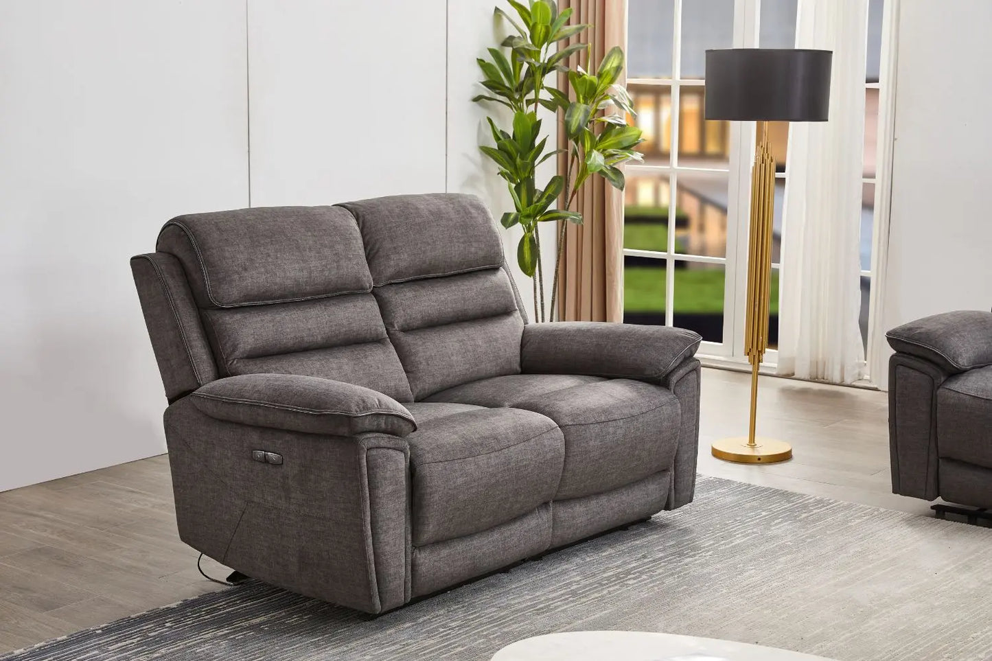 Kai electric 2-seater electric recliner, charcoal/slate colour