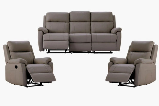 Venice Leather Recliner Suite – Mocha